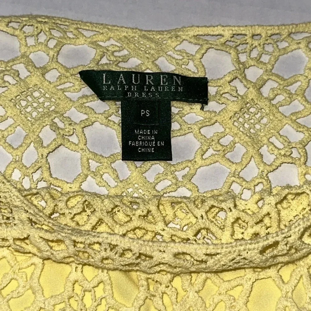 Lauren‎ Ralph Lauren Dress Yellow Crochet Knit Womens Size Small Petite Resort